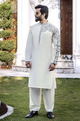 EG-1442 | Semi-Stitched Summer White Series Eid Gala By Riwaj Men Swear